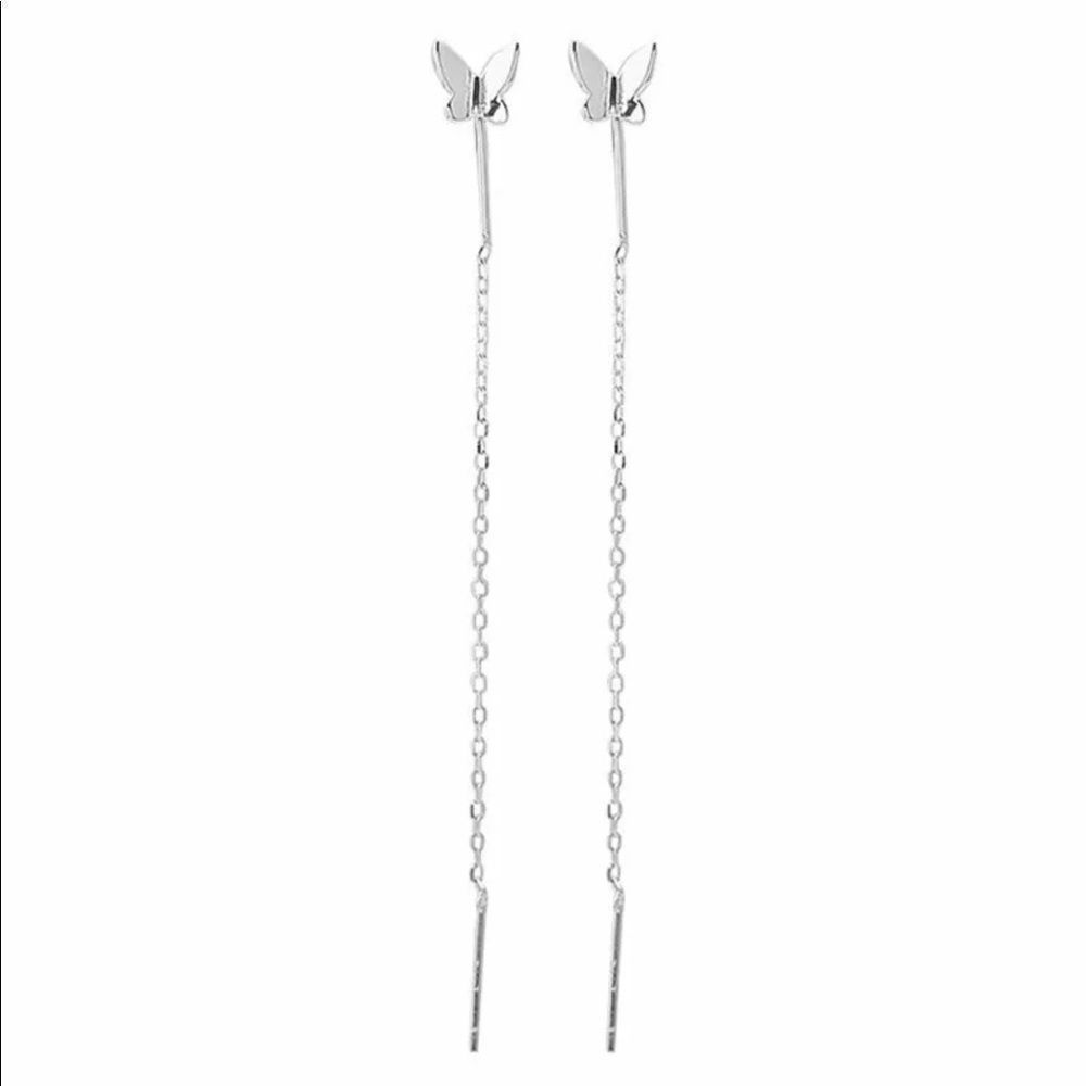 Sliver Butterfly Earrings - Picture 1 of 4